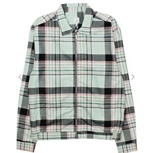 River Island Men's‎ Long Sleeve Zipped Plaid Shirt Jacket Shacket Size Large